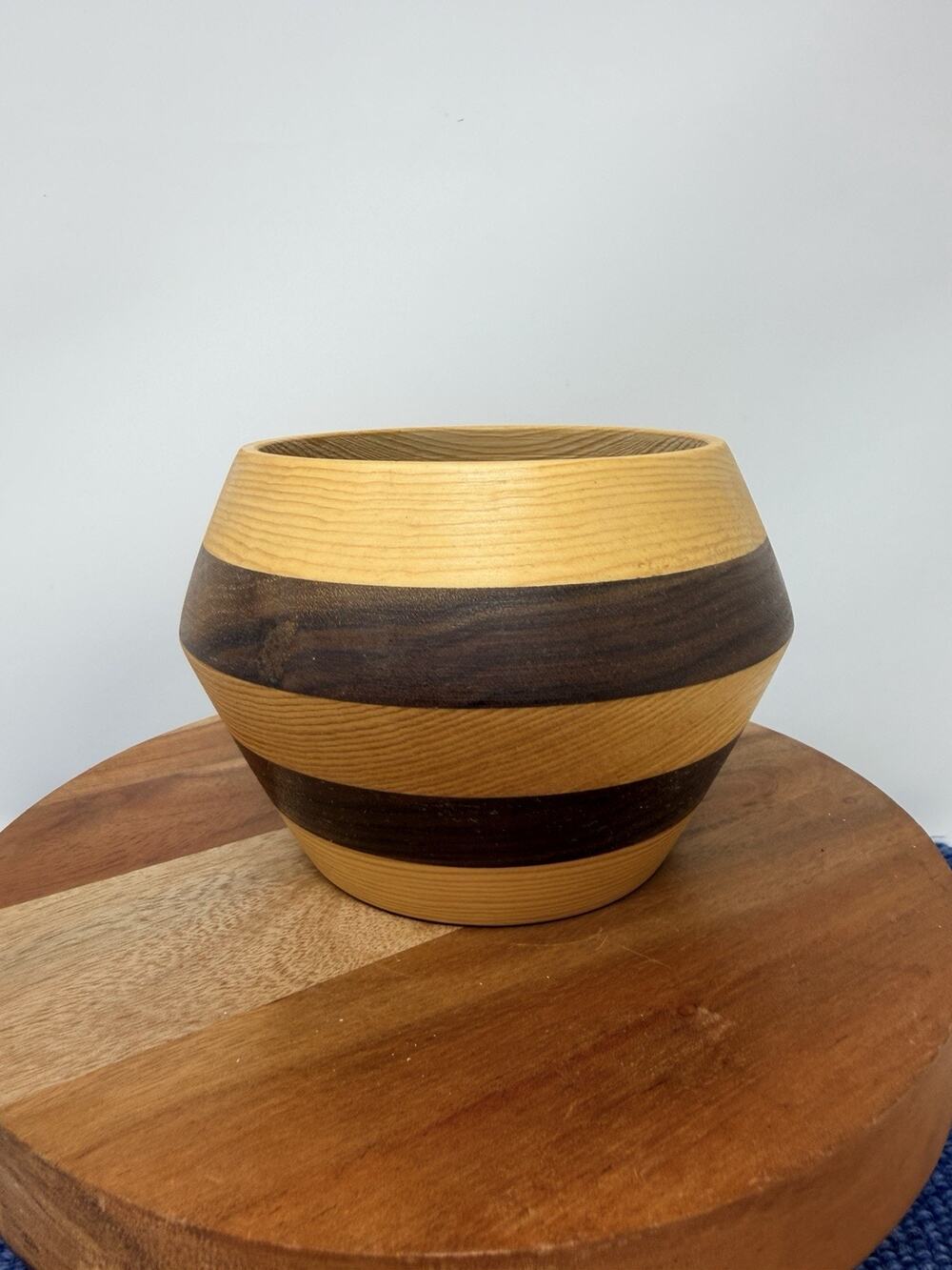 Miracles Woodworking KY Hand Turned Wood Bowl Walnut Pine Striped 4.5”